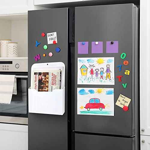 Epakh 6 Pack Magnetic File Holder Magnetic Paper Holder Organizer Wall Mounted Mail Magazine Storage Pockets for Refrigerator, Whiteboard, Office, Classroom, Back to School(White)