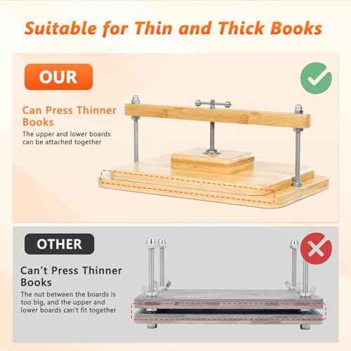 JFNoraiva Book Binding Kits, Bamboo Wood Book Press Suitable for Thin Books, 11 * 7.9 in Bookbinding Press for DIY Bookbinding, Books Repair, Handmade Crafts