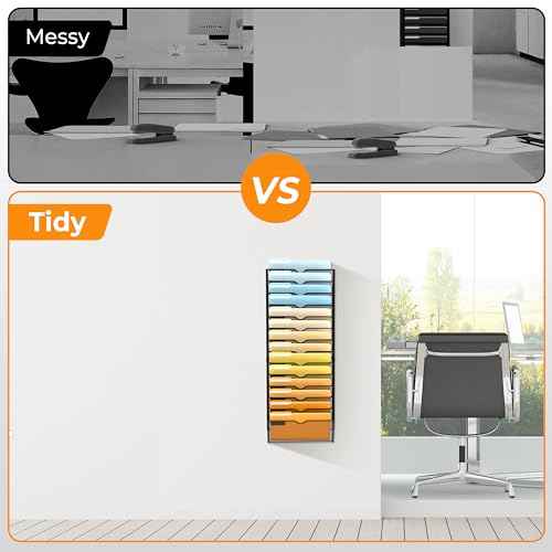 SUPEASY 14-Tier Wall File Organizer Mesh Office Mail Holder, Hanging Wall Organizer Magazine Rack for Office Black