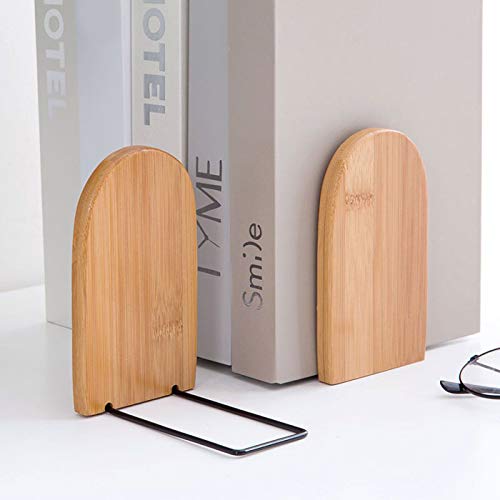 Natural Bamboo Bookends Set of 2 Large Capacity Office & Home Book Holders