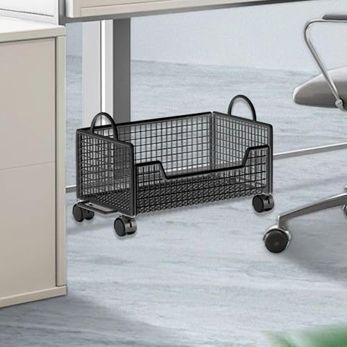 Milageto Black Rolling Book Cart with Wheels – 16.54 x 9.45 x 10.24 in Multifunction Mobile Storage