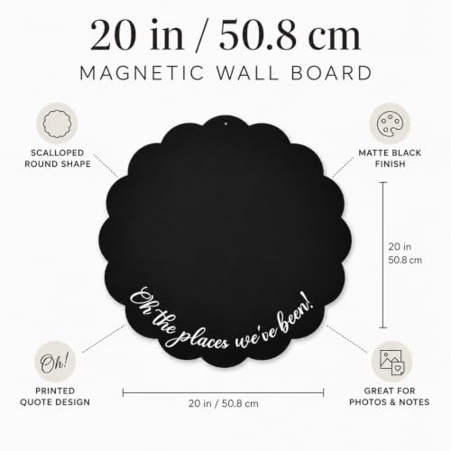 Hoteam 20.5 Inch Round Magnetic Board for Travel Photos & Keepsakes - Personalized Wall Art