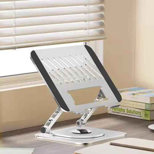 Adjustable Laptop Stand for Desk ? Portable Metal Laptop Riser with Ventilation, Foldable Notebook Holder for Home Office, Compatible with 10¡±-17¡± Laptops ? Silver