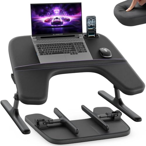 SAIJI Black Laptop Lap Desk with Soft Armrest, Adjustable Bed & Couch Table