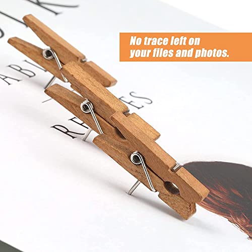 Joyberg 50 Pcs Wooden Push Pins with Clips Brown – Durable Cork Board Tacks for Photos, Art, Notes, & Crafts