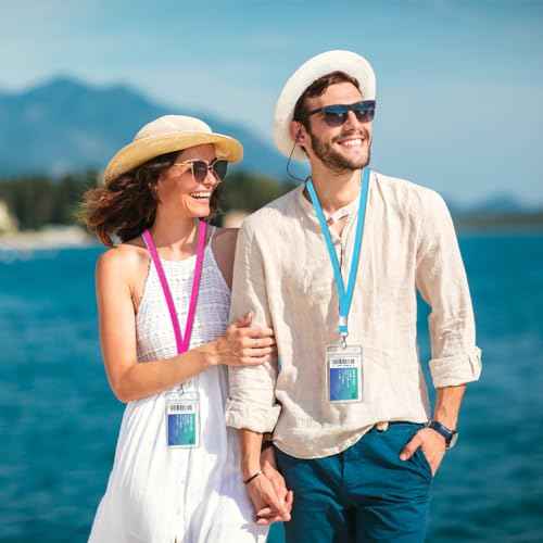 12 Pack Cruise Lanyard with ID Card Holder Colorful Lanyard with Waterproof ID Badge Holder (12 Colors)