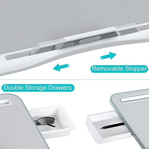 X-Large Grey KLEAR Foldable Adjustable Laptop Bed Tray Desk with 2 Drawers