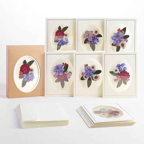 Lovepop Set of 12 Petal Pressed Blank Notecards for Her and Him - 3D Greeting Cards for Boys, Girls, Men, Women - Vibrant Wildflower - 4.5" x 5.9" Card - Envelope Included