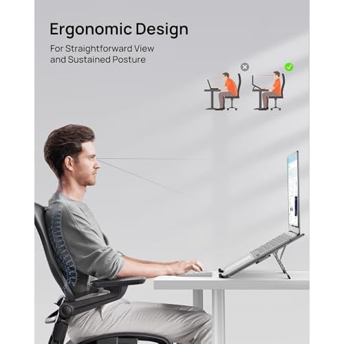 SODI [Ultra Compact] Foldable & Portable Laptop Stand for Desk, Lightweight Tablet Stand for Business Travel, Library, Cafe, 6 Level Height Ergonomic Aluminum Computer Holder for 10-16" Laptops