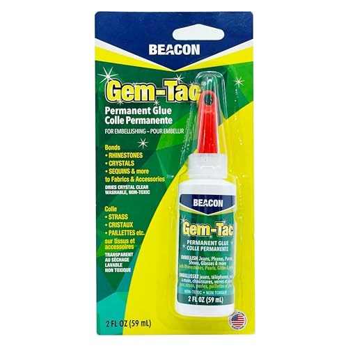 Beacon Gem-Tac Permanent Rhinestone Glue 2 oz – Clear Drying Adhesive