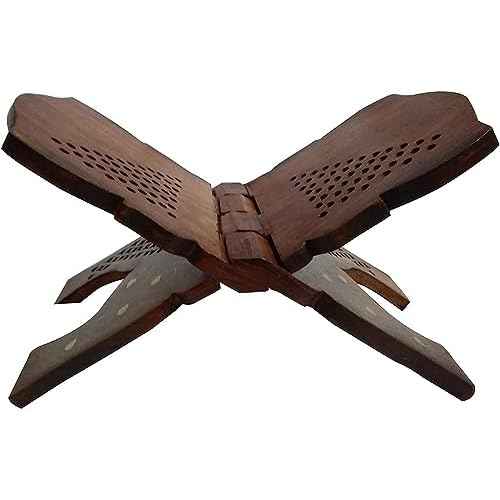 Wooden Handmade Quran Geeta Bible Holder Support Stand Reading Book Holder Display Folding Religious Prayer Stand Wooden Holy Book Stand Medium Size 15 Inches Large Big Size