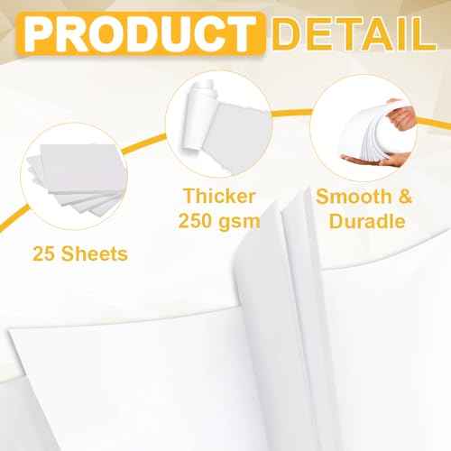 White Poster Board, 11"x14" White Poster Paper, 25 Sheets, Heavyweight Poster Boards, 250gsm, Blank Poster Board for Art Display, Classroom Use, Craft Project, Presentation, Thickness Vision Board
