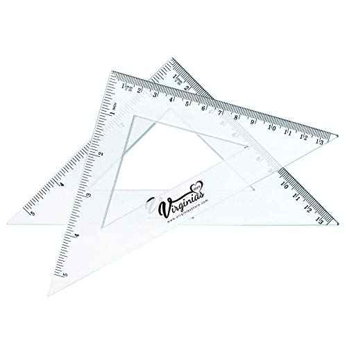 Virginia's Store 5 inch/13cm 90 Set-Squares Pack of 24, Crystal Clear Transparent, Shatter Resistant Plastic, Single-piece Plastic Molding, Drafting Tool Set, Ruler