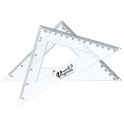 Set of 24 5-inch Transparent Plastic Drafting Set Squares - Shatter Resistant