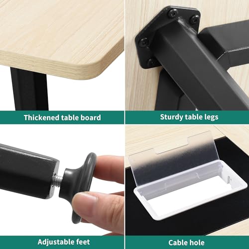 8FT YITAHOME Boat Shaped Conference Table with Power Outlets & USB, Light Wood