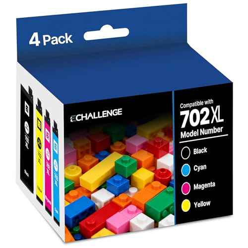 702XL T702XL Ink Cartridges Remanufactured 702XL High Yield Replacement for Epson 702XL 702 XL to use with Workforce Pro WF-3720 WF-3730 WF-3733 Printer (Black Cyan Magenta Yellow, 4 Pack)