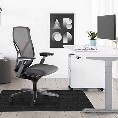Sycoodeal Office Chair Mat for Hardwood Floor,Office Computer Gaming Chair Mat for Tile Floor,Large Floor Protector Rug,Anti-Slip,Easy to Clean,Pure Black(48"x36")