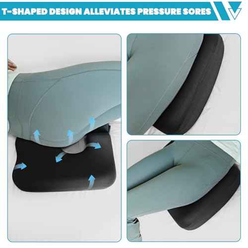 4.5" Donut Pillow for Tailbone Pain, 100% Memory Foam Bedsore Pressure Relief Pillow, Thick Anti Bedsore Cushion - T Shaped Opening Tailbone Pillow - Dark Grey