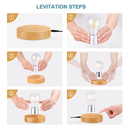 UVEHAS Levitating Light Bulb, Floating Rotating LED Bulb Lamp, Touch Control Magnetic Levitation Bulb Night Lights Desk Lamps for Home Office Decor