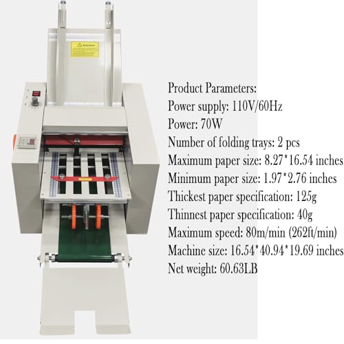 WYDDDAR Automatic Paper Folding Machine with 2 Trays Max Speed 262ft/min for Documents