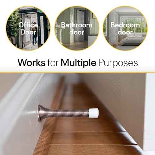 Door Stoppers for Wall ? Spring Door Stopper with Rubber Tip ? 3-1/4" ? Pack of 4 ? Doorstop ? Ideal for Home, Offices, Schools