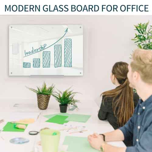 Magnetic Whiteboard,Dry Erase Board 3' x 2', Tempered Glass White Board Frameless, Home School Supplies or Home Office Decor with Magnets, Markers, Eraser, Marker Tray