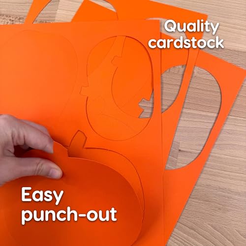 60 Pieces Pumpkin Cutouts for Fall Crafts and Classroom Decor, Orange Paper Shapes in Three Designs for Halloween Projects, Bulletin Boards, Autumn Activities, Double Sided USA Made Cardstock
