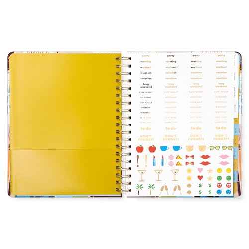 kate spade new york Daily Planner 2026 Mega Agenda January - December 2026, Hardcover Weekly and Monthly Spiral Planner with Stickers (Book Club)