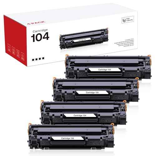4-Pack 104 Black Toner Cartridge Replacement for Canon 104 CRG104 ImageClass D420 D480 MF4350D MF4370DN MF4150 MF4270 MF4690 Laser Printer