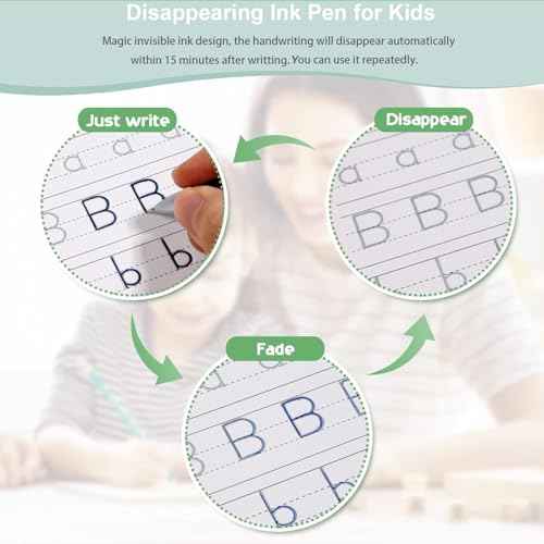 24Pcs Magic Pens & Refills for Magic Grooved Writing Practice, Disappearing Ink Pen Kit with 20 Ink Refills, 2 Pen Shells and 2 Grips, Compatible with Grooved Handwriting Practice for Kids