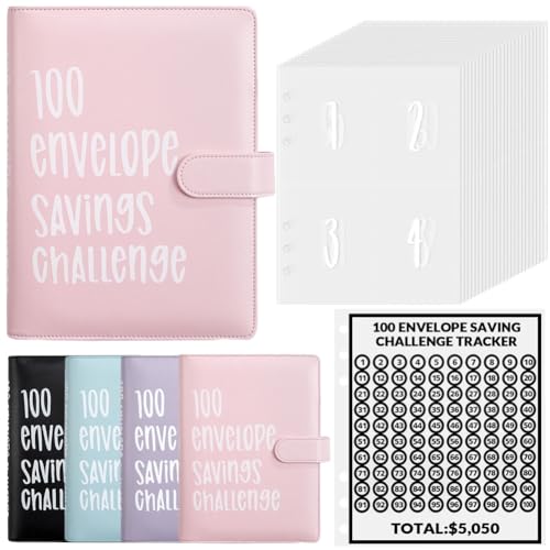Pink Luweoxy 100 Envelope Challenge Budget Binder & Savings Organizer