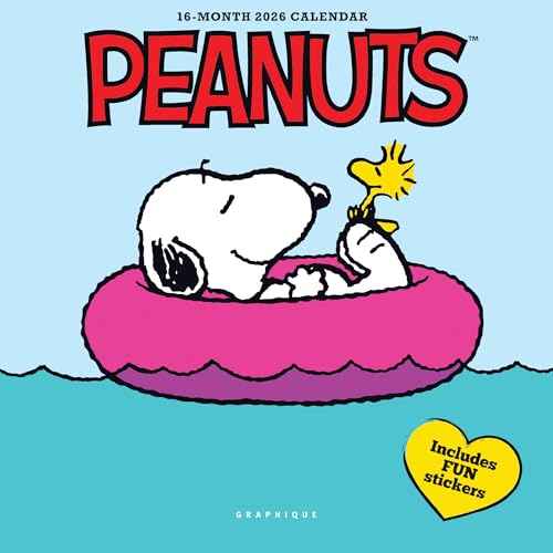 Graphique 2026 Peanuts Mini Wall Calendar | 7¡± x 7¡± | Thick Paper | Home & Office Organizer | Large Monthly Grid | 3 Languages & Marked Holidays | 4 Month Preview Page for 2027