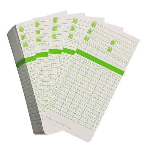 500PCS Time Cards for Employees, 2-Sided, Monthly Time Cards for HN3000, 3 3/8" x 7 3/8", Green