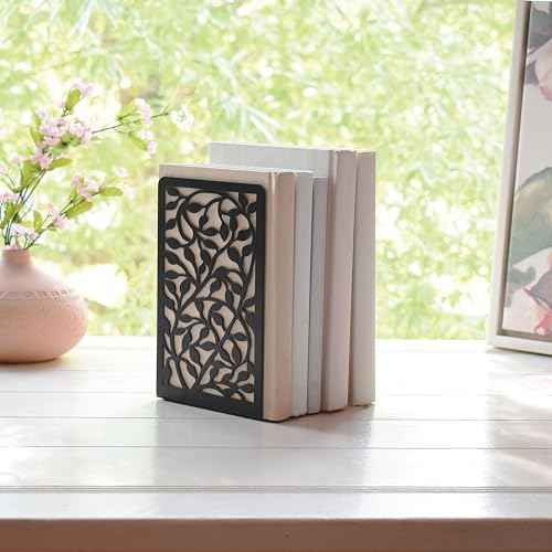 CNK Book Ends Bookends for Decorative Books Holder Bookend Shelves End Hold Heavy Duty Holders Stoppers Metal Stopper Cute Boho Bookshelf Holds Cookbook Office Home Set of 6 Bookends Pair Black