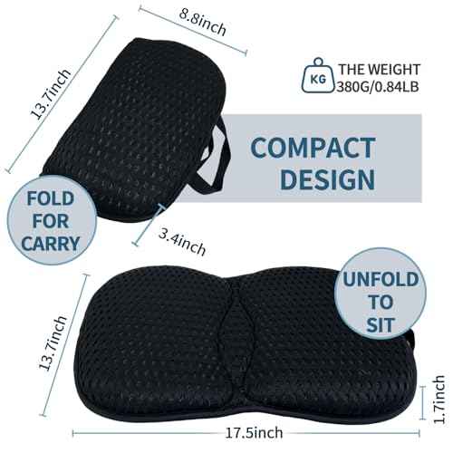 Portable 3D Breathable Seat Cushion ? Foldable, Soft & Lightweight for Airplane Travel Stadium Cushion
