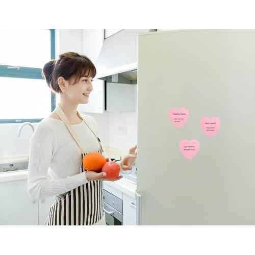 Mini Skater 2 Pack Kraft Paper Sticky Notes Heart Shaped Self-Stick Blank Book Tabs Paper Markers Sticky Notes Pad 100 Sheets Index Sticker (Pink)