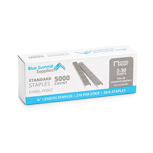 50,000 Staples 1/4 Inch Chisel Point Jam Free Staples for Office Use