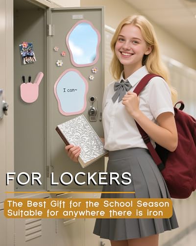 KEYDUACU 12 Pcs Pink Locker Accessories Set - Mirrors, Whiteboards, Magnets & Organizers for Girls, School & Office Use (Variation: 12 Pcs-Pink)