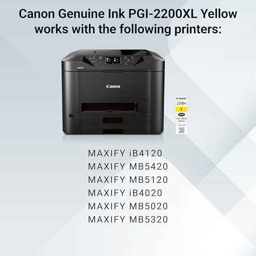 Canon PGI-2200XL Genuine Yellow Ink Tank, Compatible with IB4120, MB5420, MB5120, IB4020, MB5020, and MB5320 (Optional) Printers
