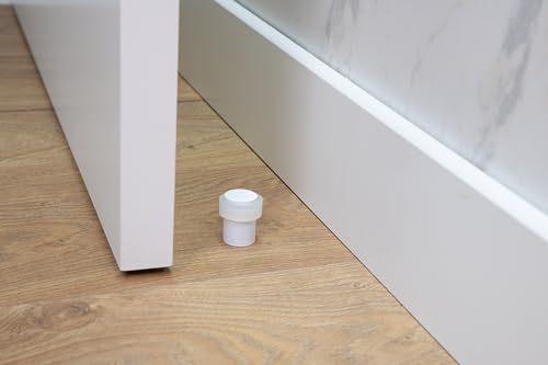 EVI Door Stops |White Stainless Steel Door Stopper - Screw Fastening - Rubber Protector - 0.94 x 1.38 Inch Door Stop