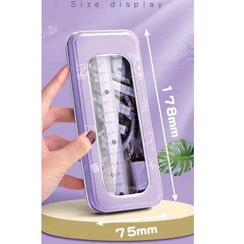 Purple Geometry Set with Compass & Rulers for Drawing - 8 Pcs