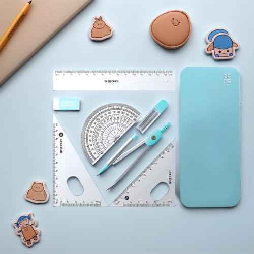 New Compass Ruler Set ? 8-Piece Multifunctional School Supplies, Precise Measurement Tools for Students, Waterproof and Durable