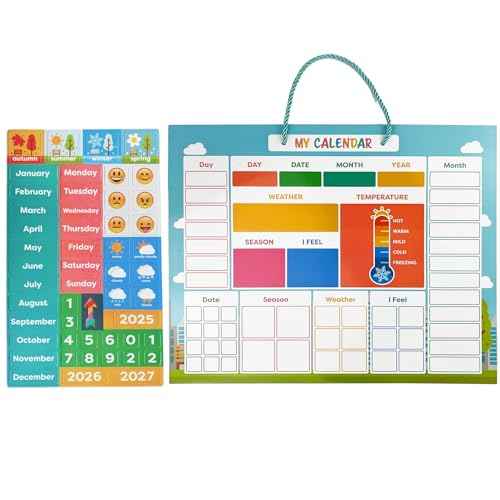 My First Daily Magnetic Calendar | Weather Station for Kids | Moods and Emotions | Preschool Learning Toys | Classroom Calendar Set |Usable on Wall or Fridge