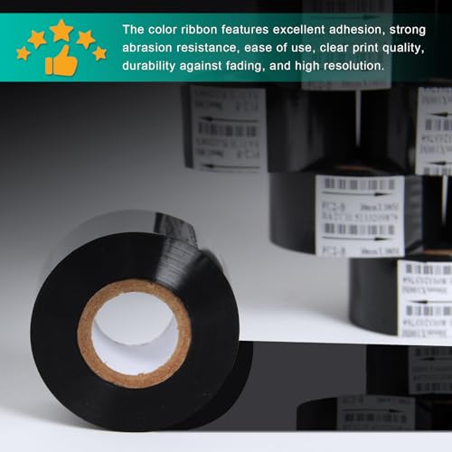 Chudeng 10 Rolls 30mm x 100m Black Thermal Transfer Ribbon Resin for Coder Printer Machine, Black Color Ribbon for Coding Machine