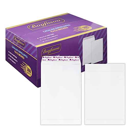 300 Pack 9x12 White Catalog Envelopes Peel & Seal Security Mailing Envelopes 120GSM Kraft Paper self Seal Envelopes for Invitations Papers Photos Documents Pictures Papers Files