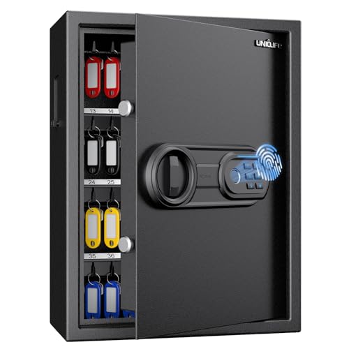 Uniclife 71-Position Key Safe Box with Code, Fingerprint & Keypad – Wall Mount