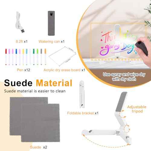 Cosmody Led Drawing Board, 2025 New Led Drawing Board for Kids, 11.8 X 7.9¡± Led Note Board with Colors, Erasable Light Up Dry Erase Board, Lumi Board with Adjustable Stand and 12 Pens