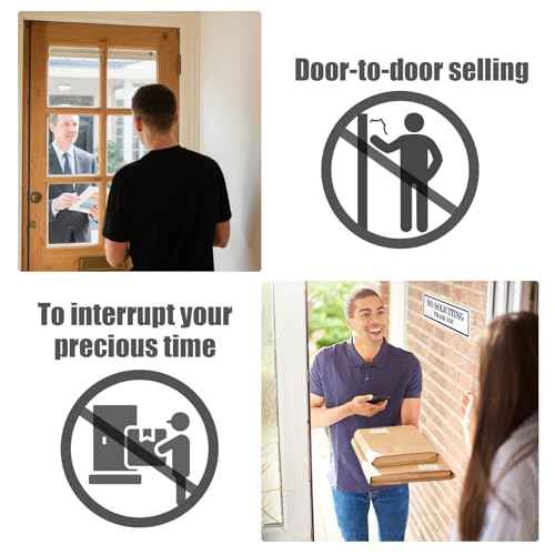 No Soliciting Sign for House That Keeps Solicitors Away, Super strong tape for all surfaces, 8.3 ¡¿ 2.4 In,2025 version, Perfect for Home Office Front Doors, Windows, Walls, Courtyard