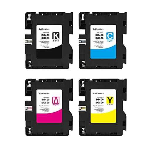 Aomya 4 Pack SG400 SG800 Sublimation Ink Cartridge Heat Transfer Compatible for Ricoh SG400 SG800 SG3100 3100SNW 3110 3110DN 3110DNW 3110SFNW 3110SNW 7100 7100DN 2100 21OON 2010L