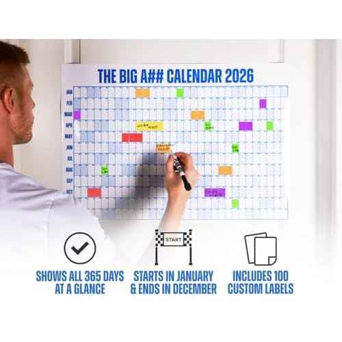 The Mini Big A## Calendar 2026 ? 2¡¯x1.5¡¯ Dry-Erase Wall Calendar ? See Your Whole Year at a Glance ? Plan Goals & Adventures ? Blue